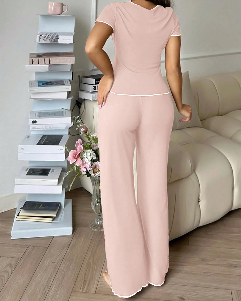 Curvvvy® DreamWear – CloudSoft Short-Sleeve & Long Pants Pajama Set (3 Colors) curvvvy