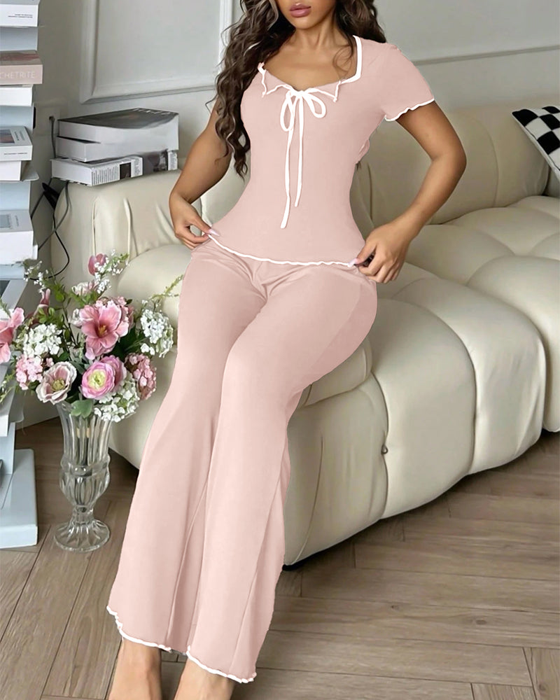 Curvvvy® DreamWear – CloudSoft Short-Sleeve & Long Pants Pajama Set (3 Colors) curvvvy