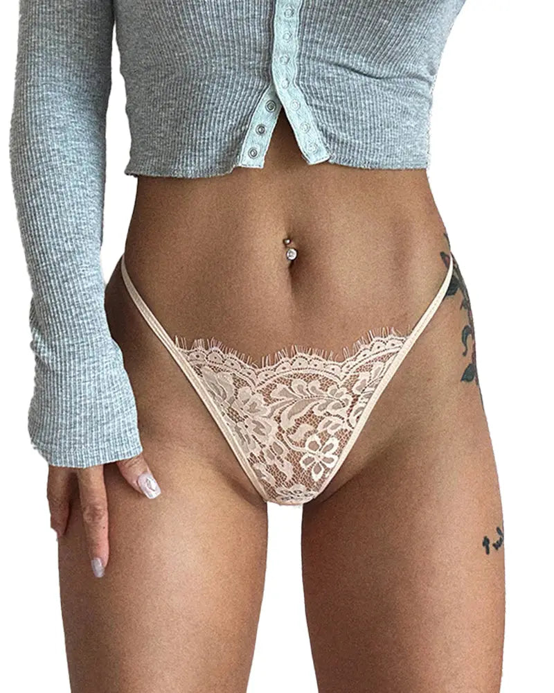 Curvvvy® BlossomLace – Eyelash Lace Strappy Floral Bow Thong curvvvy