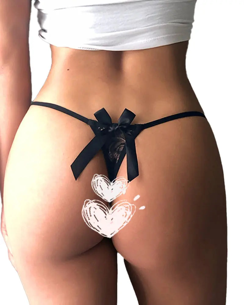 Curvvvy® BlossomLace – Eyelash Lace Strappy Floral Bow Thong curvvvy