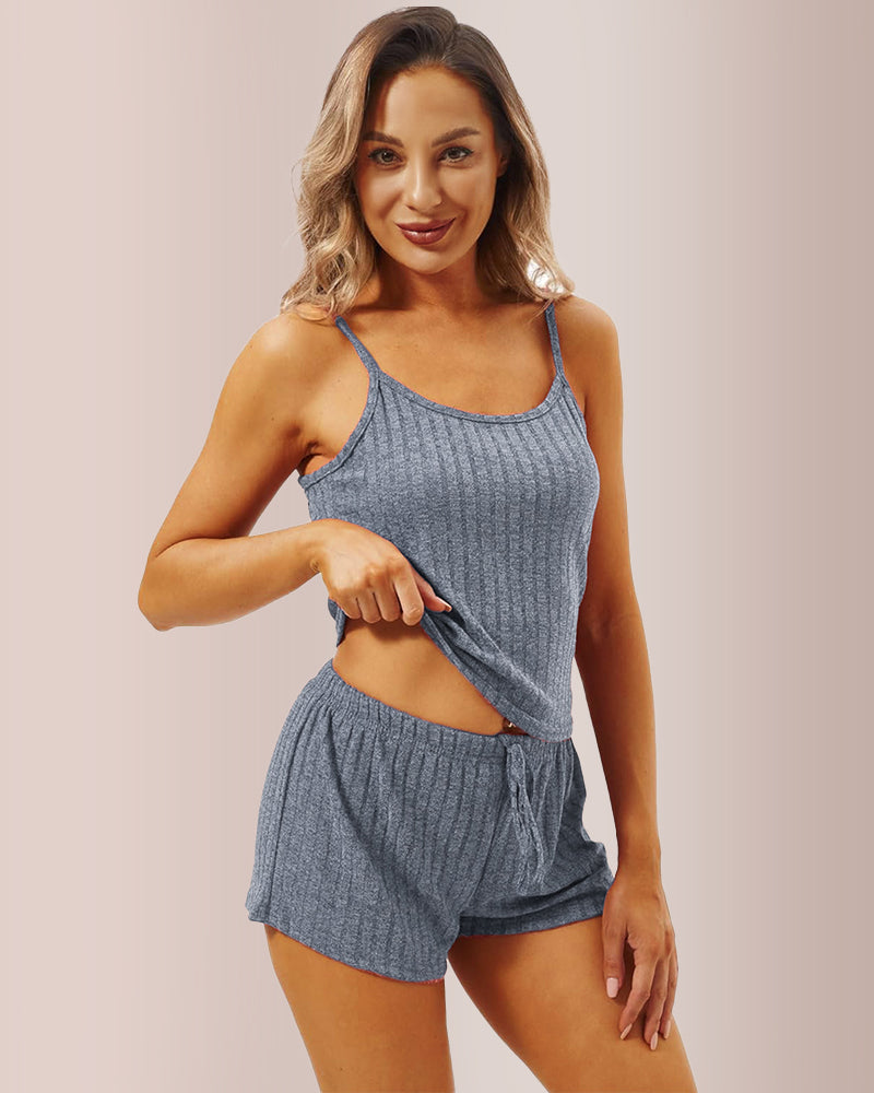 Curvvvy® Ribbed Cami & Shorts Lounge Set