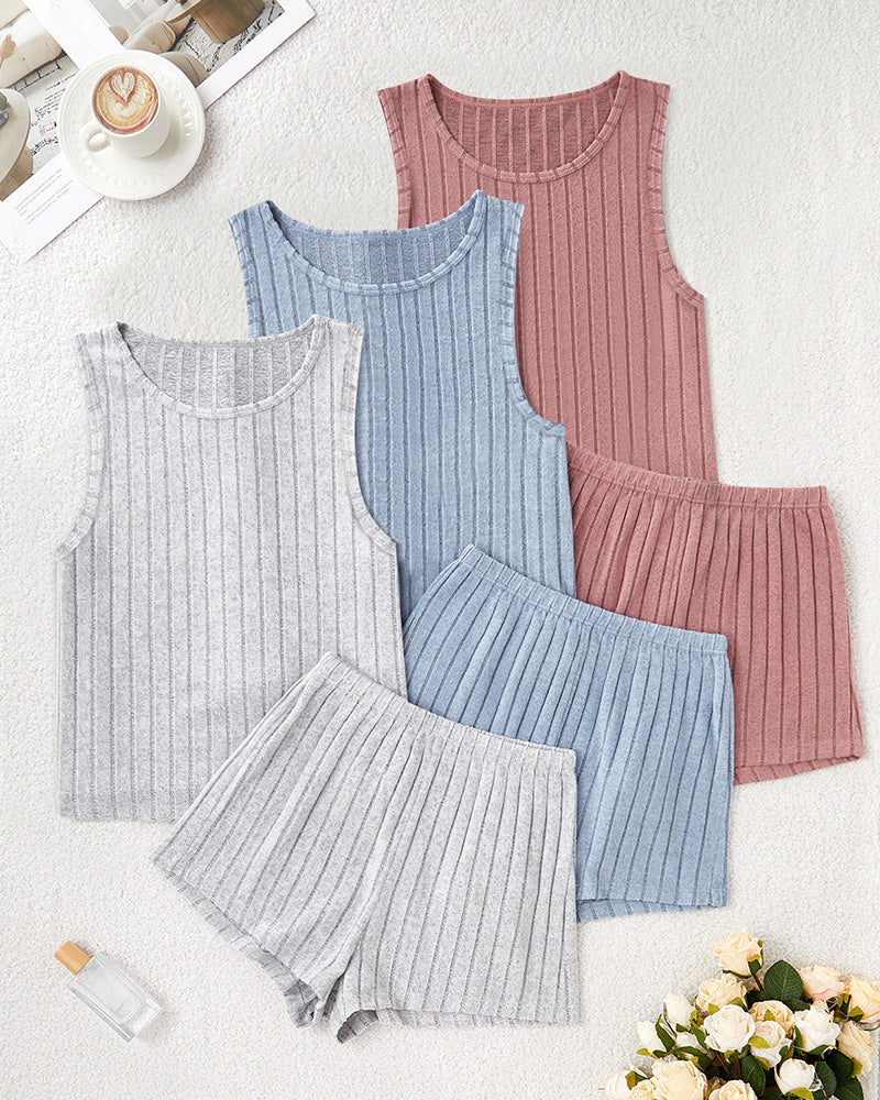 Curvvvy® Ribbed Tank & Shorts Lounge Set