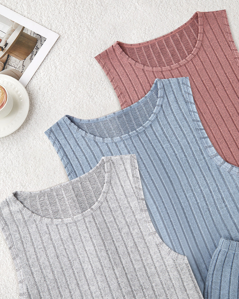 Curvvvy® Ribbed Tank & Shorts Lounge Set