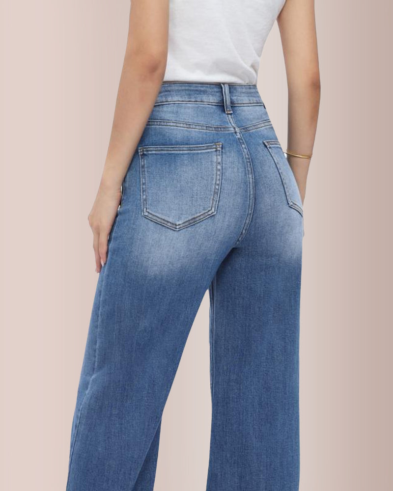 Curvvvy® Wide Leg High-waisted Stretchy Jeans Curvvvy-US