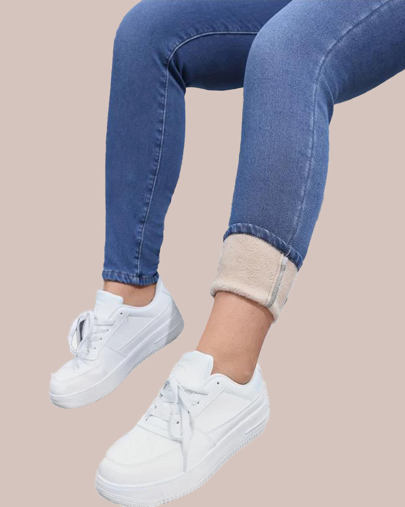 Curvvvy® High Waist Fleece-Lined Denim Jeans Curvvvy-US