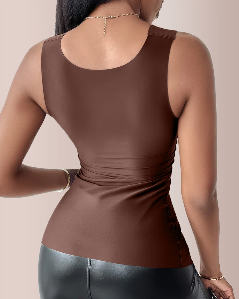 Curvvvy® Women’s U-Neck Shapewear Tank with Built-In Bra