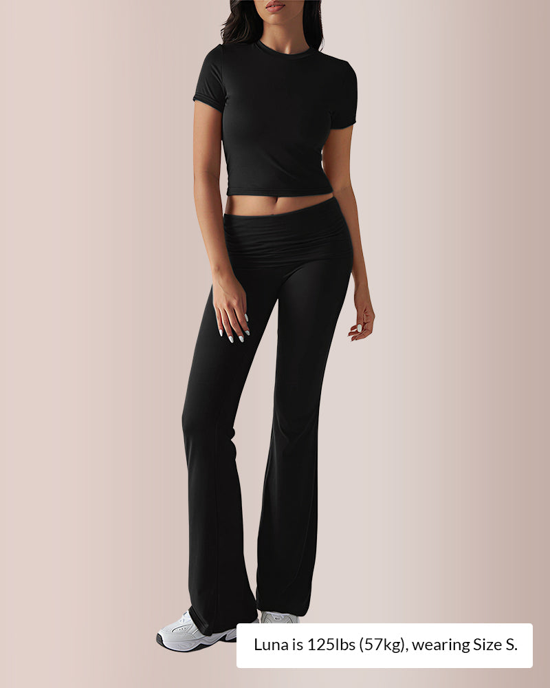 Curvvvy® Women’s Crop Top & Flare Pant Lounge Set