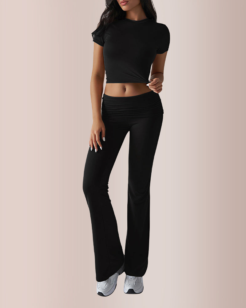 Curvvvy® Women’s Crop Top & Flare Pant Lounge Set