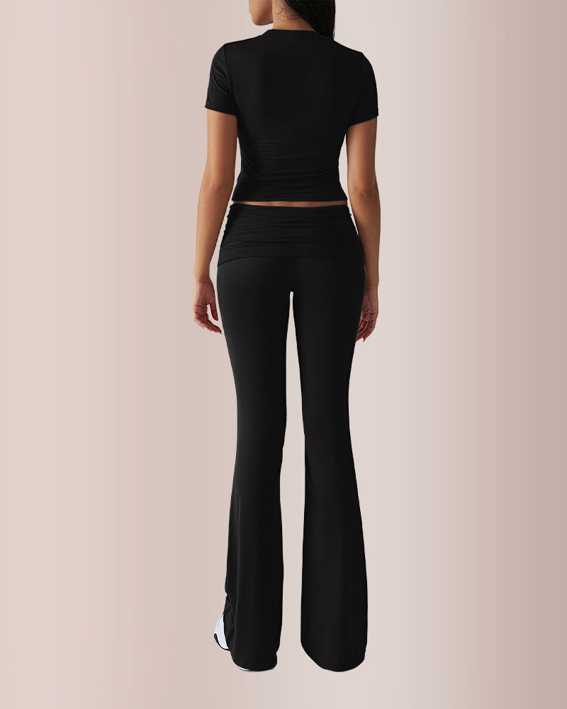 Curvvvy® Women’s Crop Top & Flare Pant Lounge Set