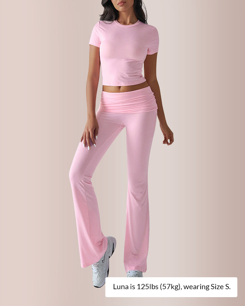 Curvvvy® Women’s Crop Top & Flare Pant Lounge Set
