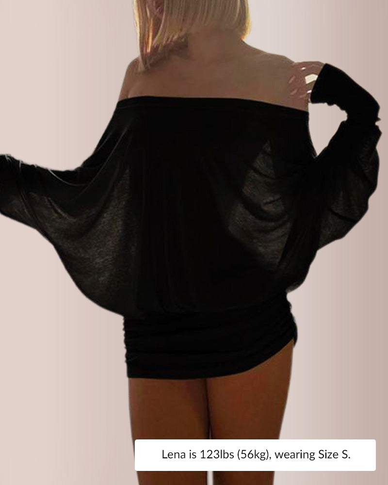 Curvvvy® Women’s Off-Shoulder Dolman Sleeve Mini Dress