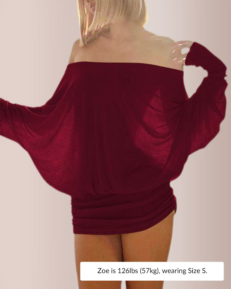 Curvvvy® Women’s Off-Shoulder Dolman Sleeve Mini Dress