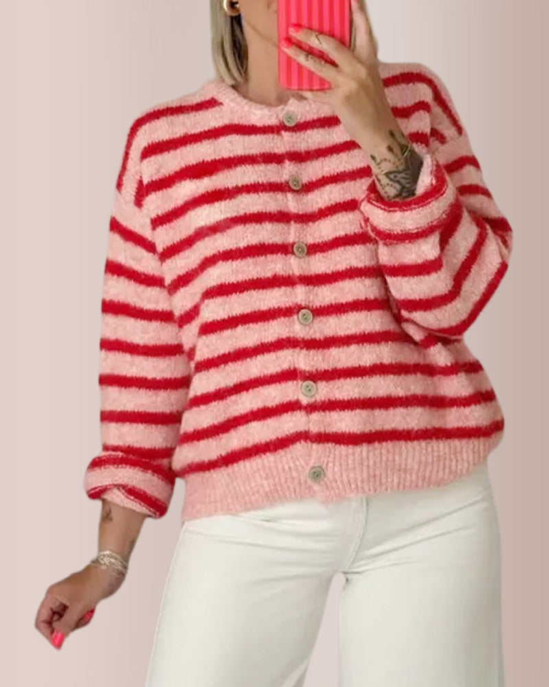 Curvvvy® Vintage Striped Knit Cardigan