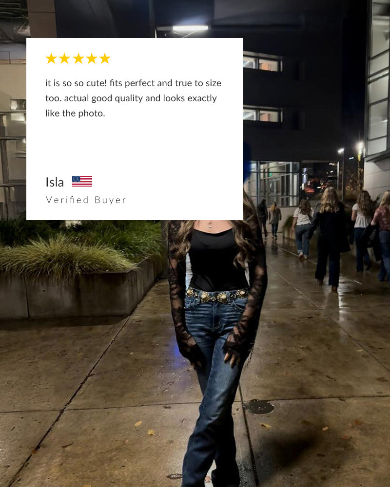 Curvvvy®Sheer Lace Floral Long Sleeve Top