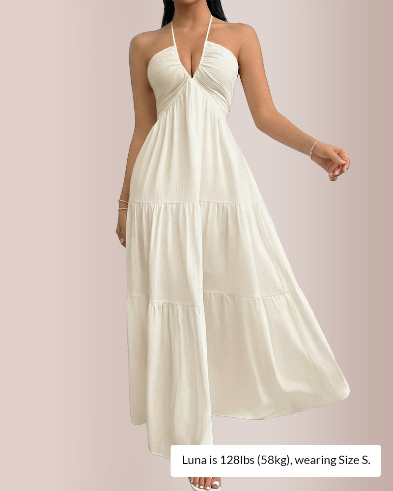 Curvvvy® Halter Neck Tiered Maxi Dress