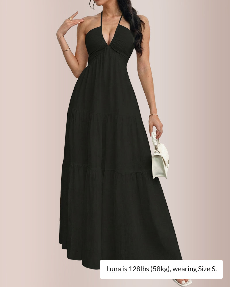 Curvvvy® Halter Neck Tiered Maxi Dress