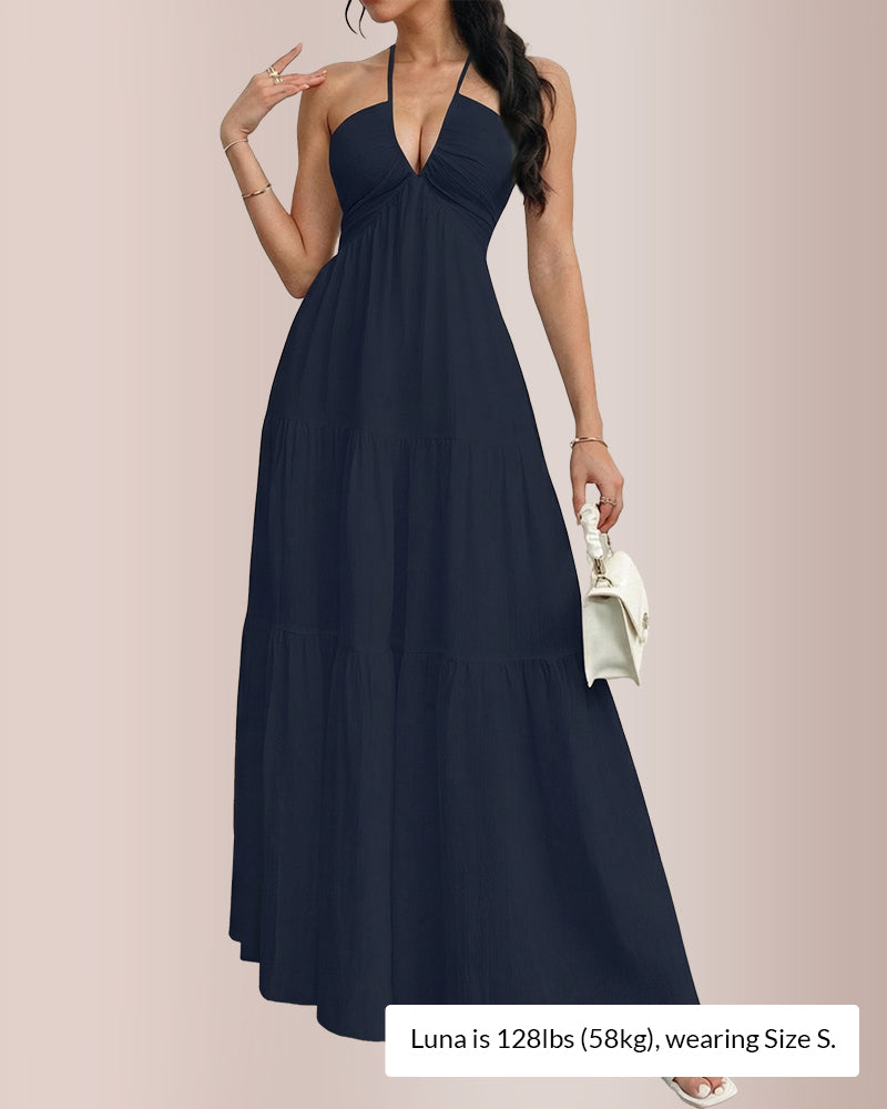 Curvvvy® Halter Neck Tiered Maxi Dress