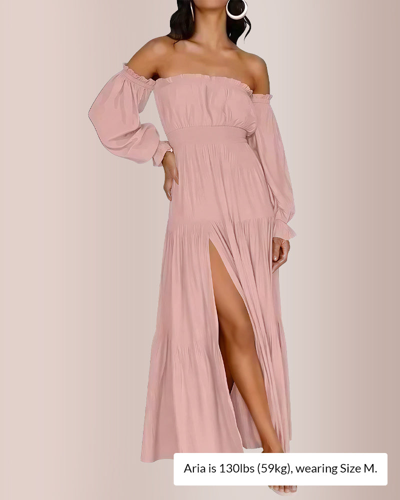 Curvvvy® Boho Off-Shoulder Smocked Maxi Dress