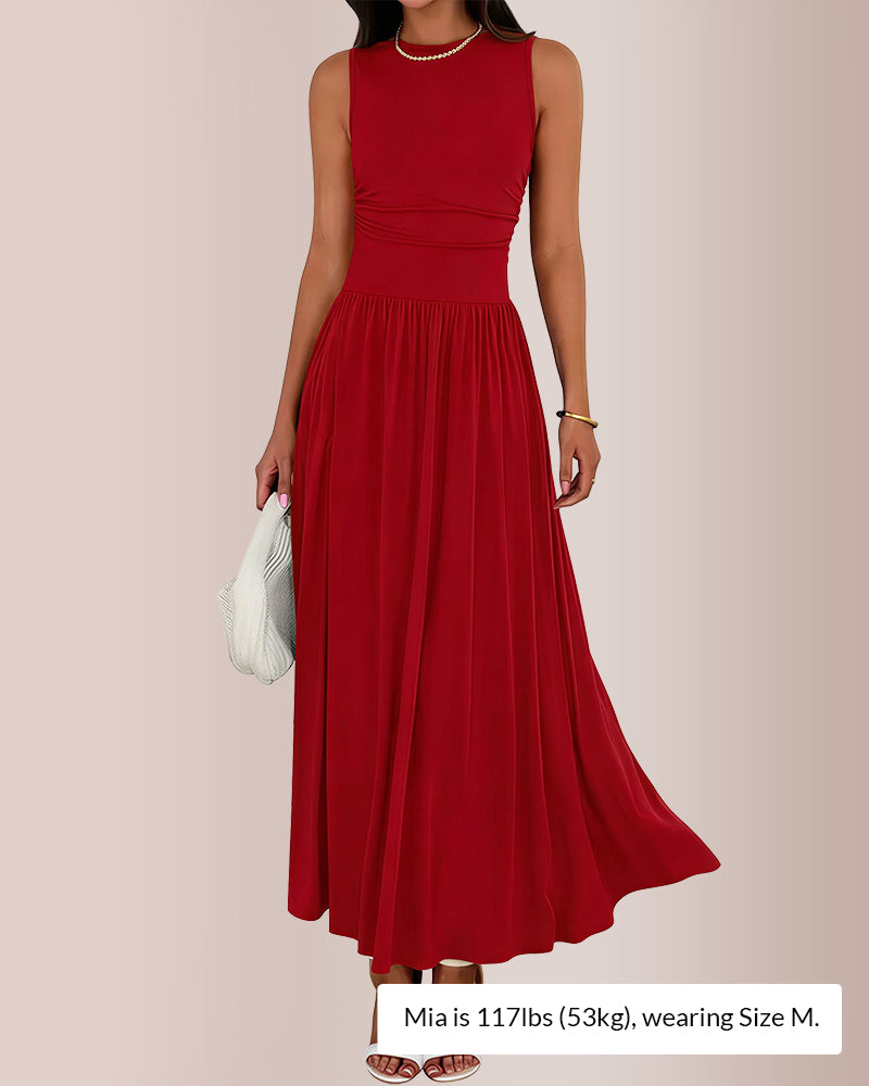 Curvvvy® Sleeveless Ruched High-Waist Maxi Dress