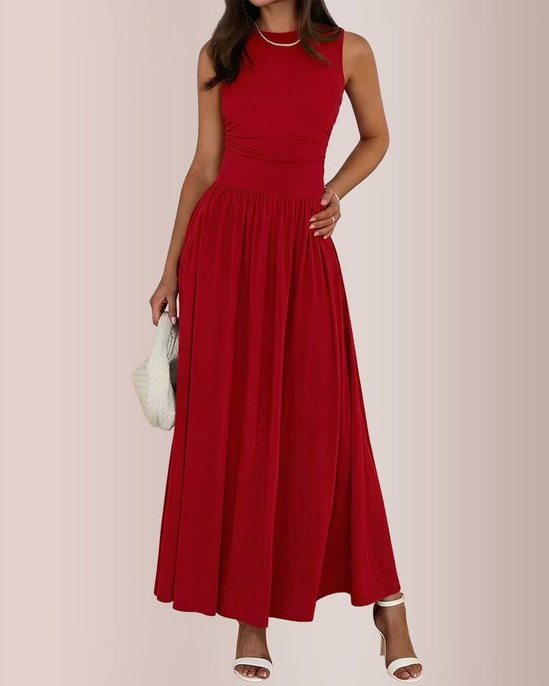 Curvvvy® Sleeveless Ruched High-Waist Maxi Dress