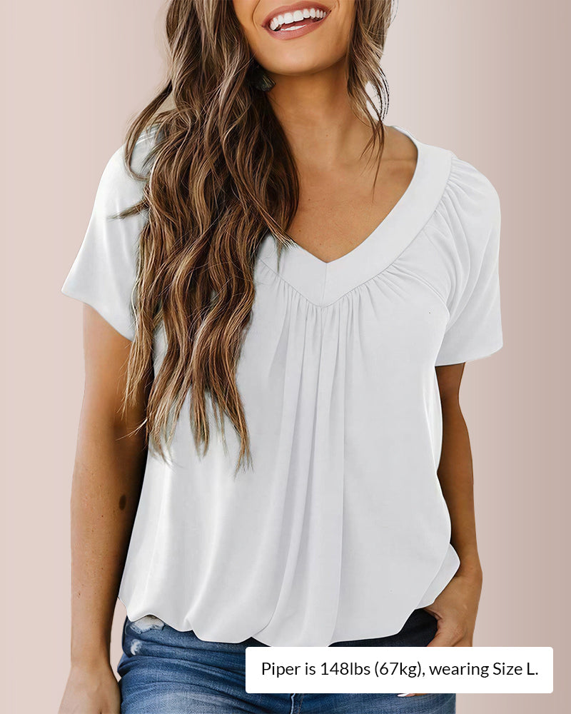 Curvvvy® Women’s V-Neck Shirred Summer Top