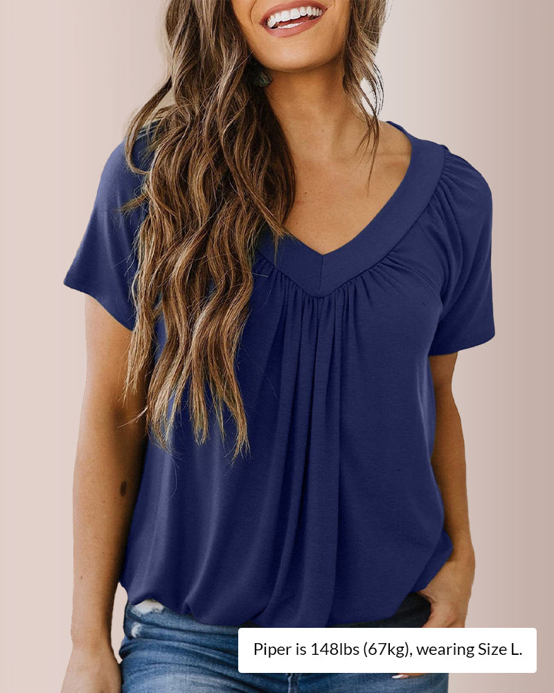 Curvvvy® Women’s V-Neck Shirred Summer Top