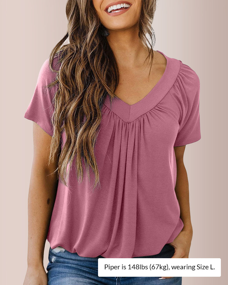 Curvvvy® Women’s V-Neck Shirred Summer Top
