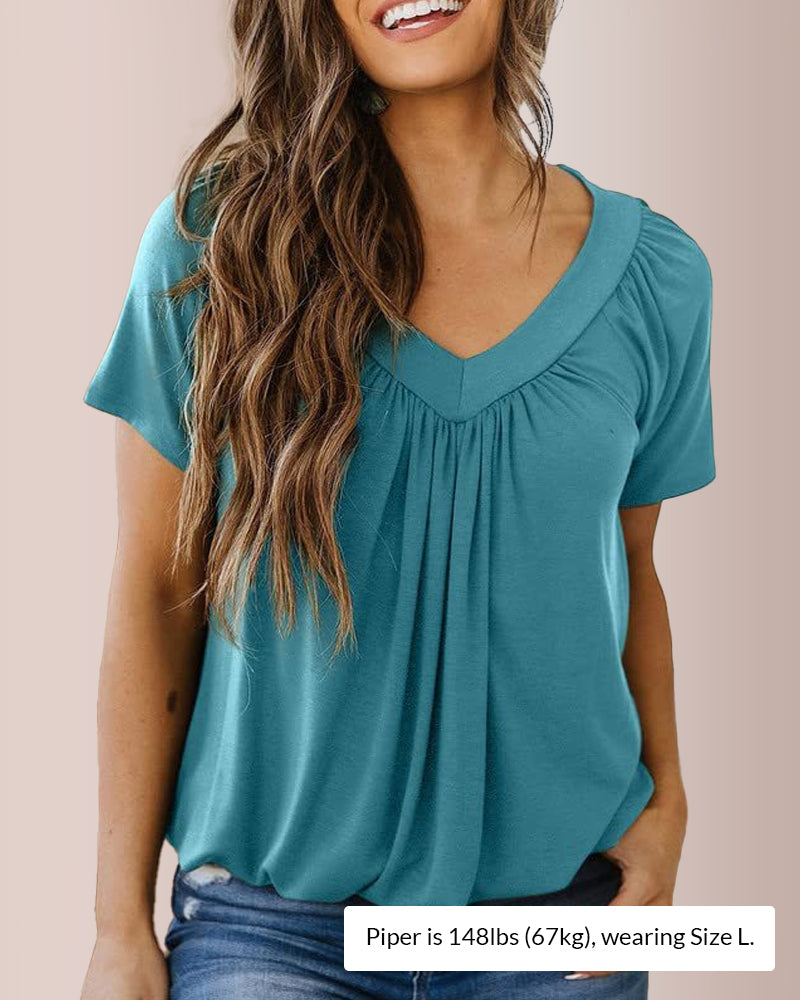 Curvvvy® Women’s V-Neck Shirred Summer Top