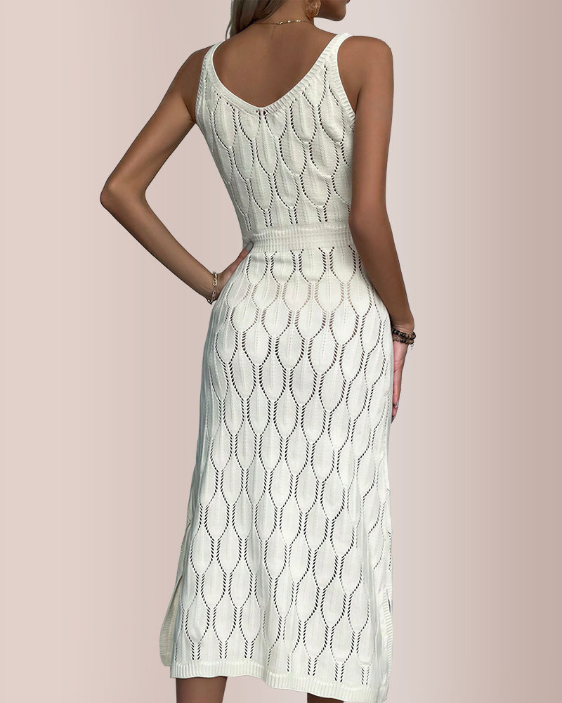 Curvvvy® V-neck Sleeveless Split-Hem Maxi Dress