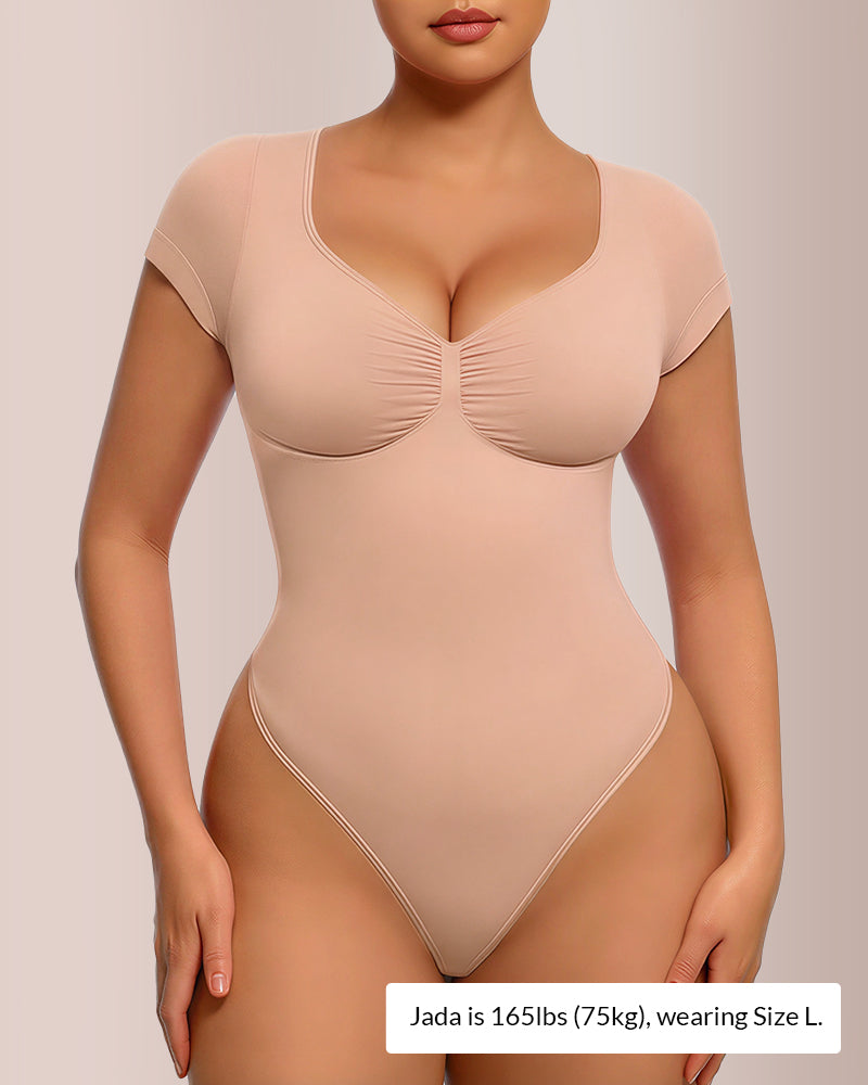 Curvvvy® Seamless Short Sleeve Thong Bodysuit