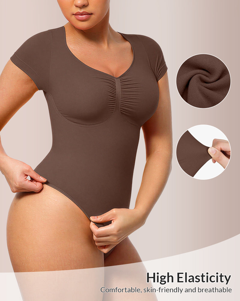 Curvvvy® Seamless Short Sleeve Thong Bodysuit