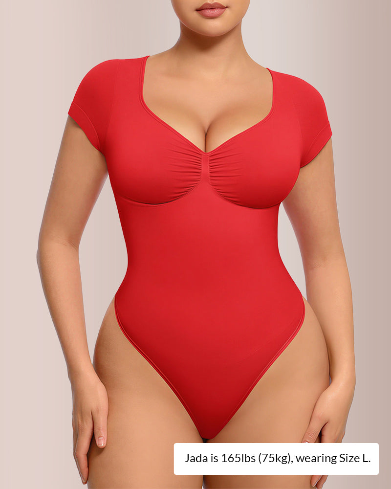 Curvvvy® Seamless Short Sleeve Thong Bodysuit