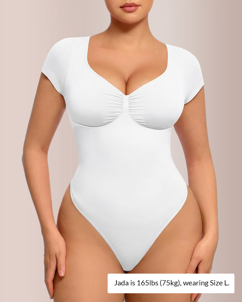 Curvvvy® Seamless Short Sleeve Thong Bodysuit