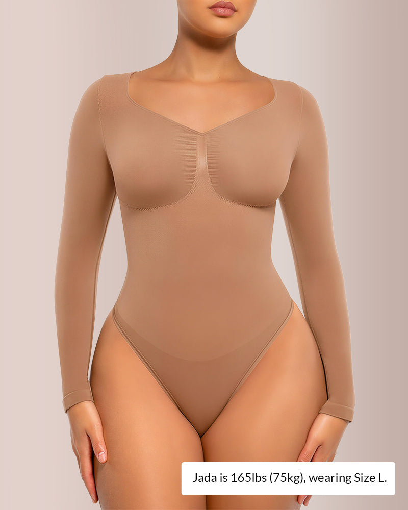 Curvvvy® Seamless Long Sleeve Shaping Thong Bodysuit
