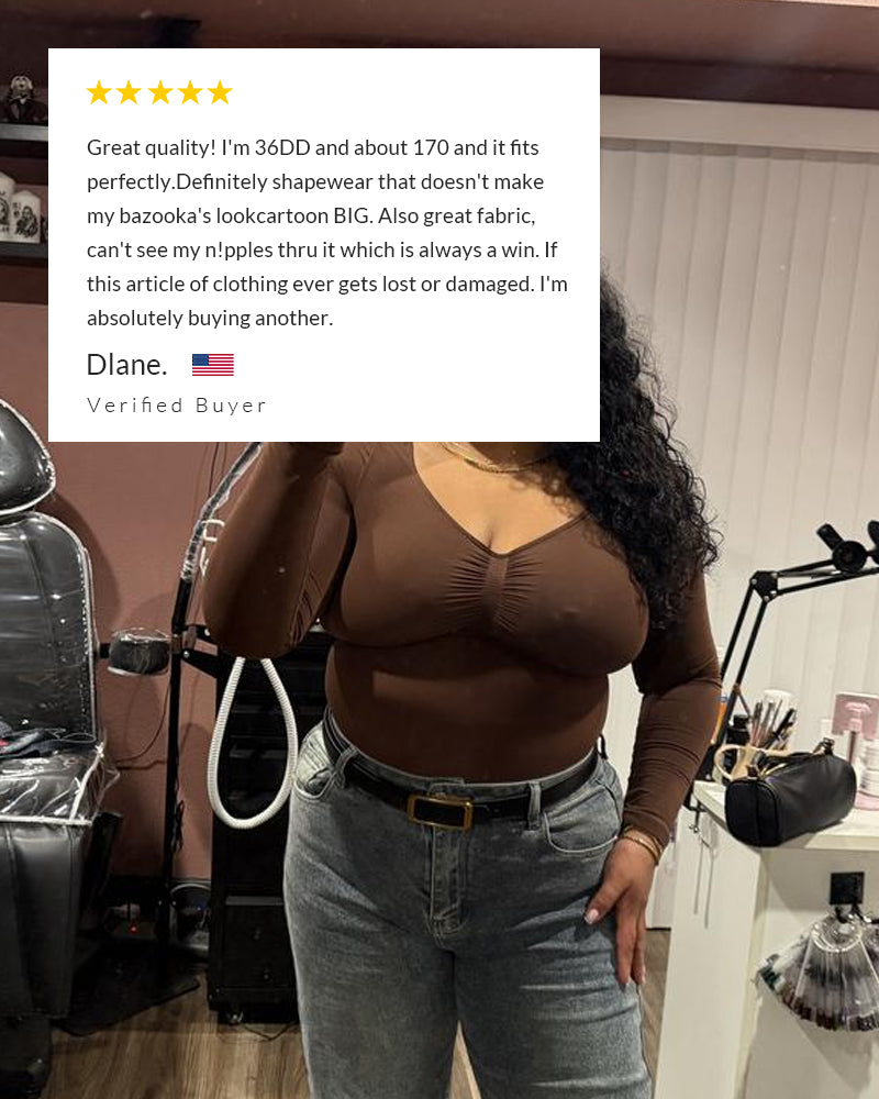 Curvvvy® Seamless Long Sleeve Shaping Thong Bodysuit