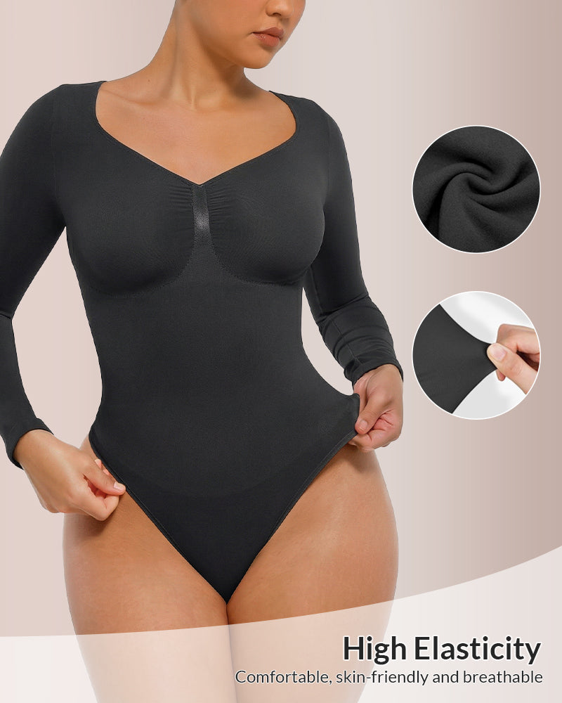 Curvvvy® Seamless Long Sleeve Shaping Thong Bodysuit