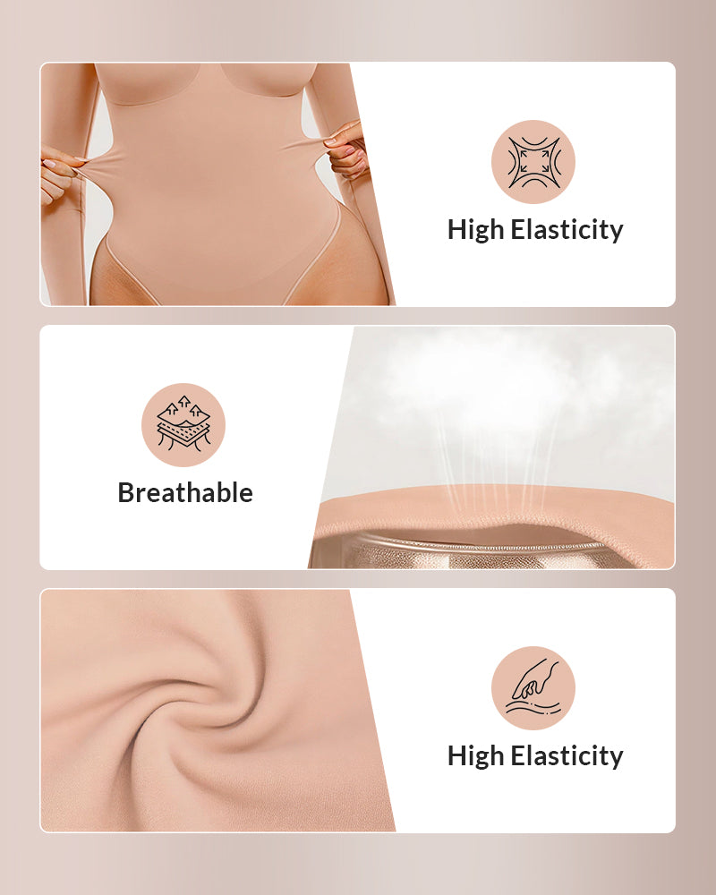 Curvvvy® Seamless Long Sleeve Shaping Thong Bodysuit