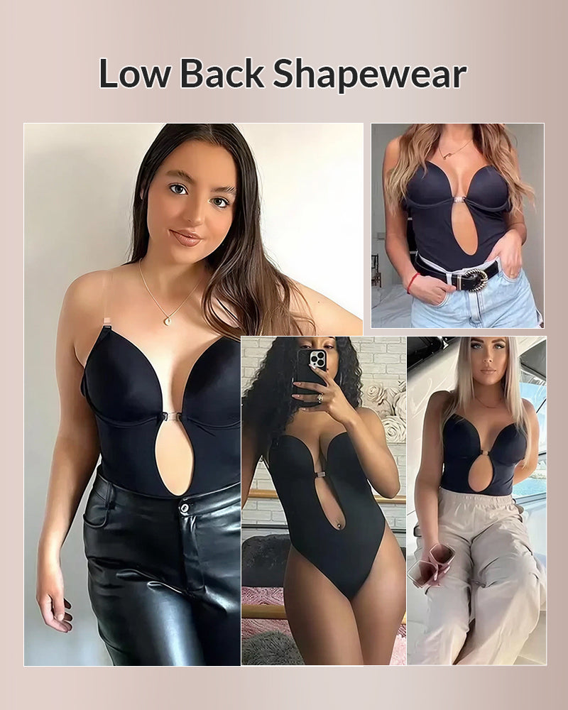 Curvvvy® U-Plunge Backless Shapewear Bodysuit