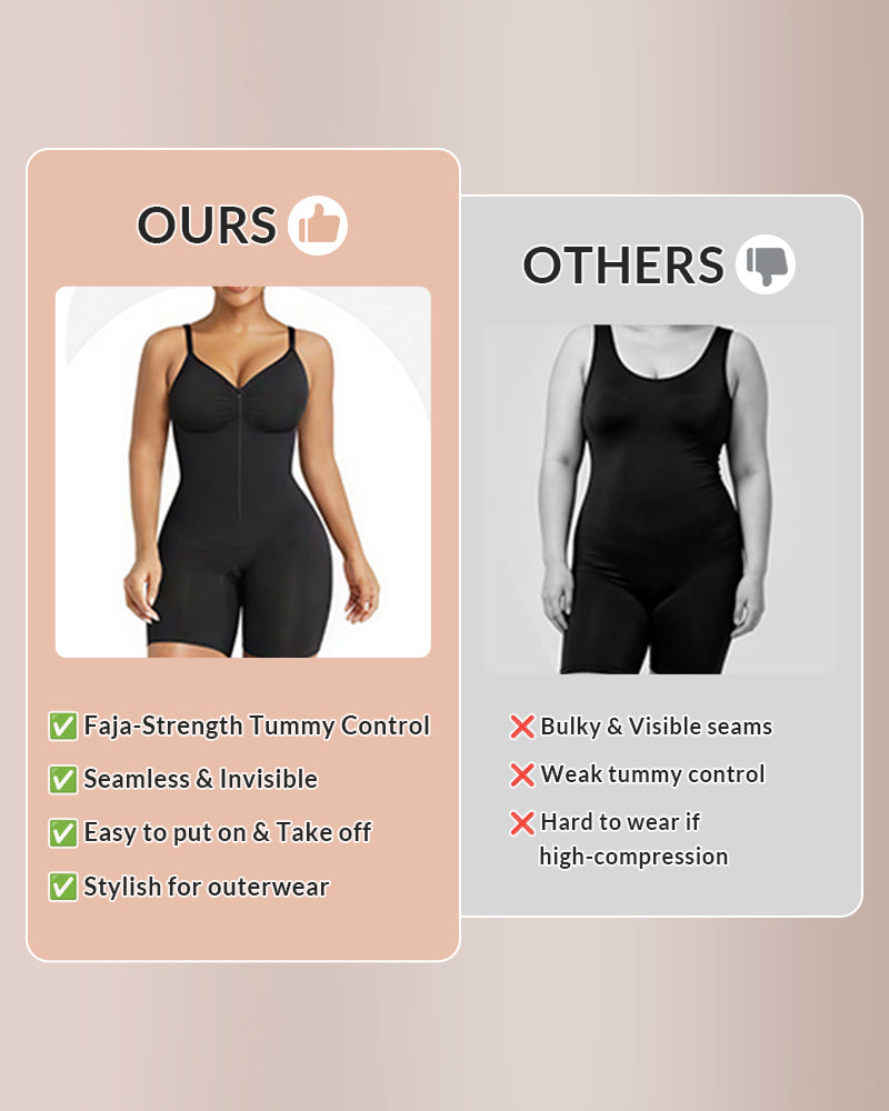 Curvvvy® Zip-Up Tummy Control Shapewear Bodysuit