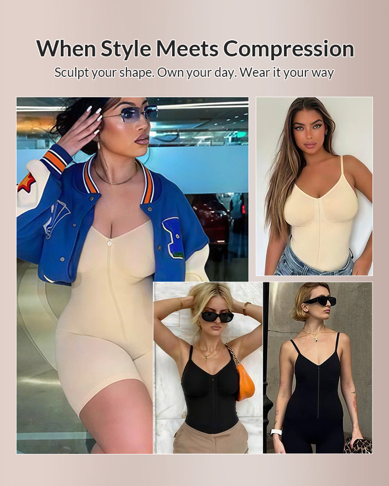 Curvvvy® Zip-Up Tummy Control Shapewear Bodysuit