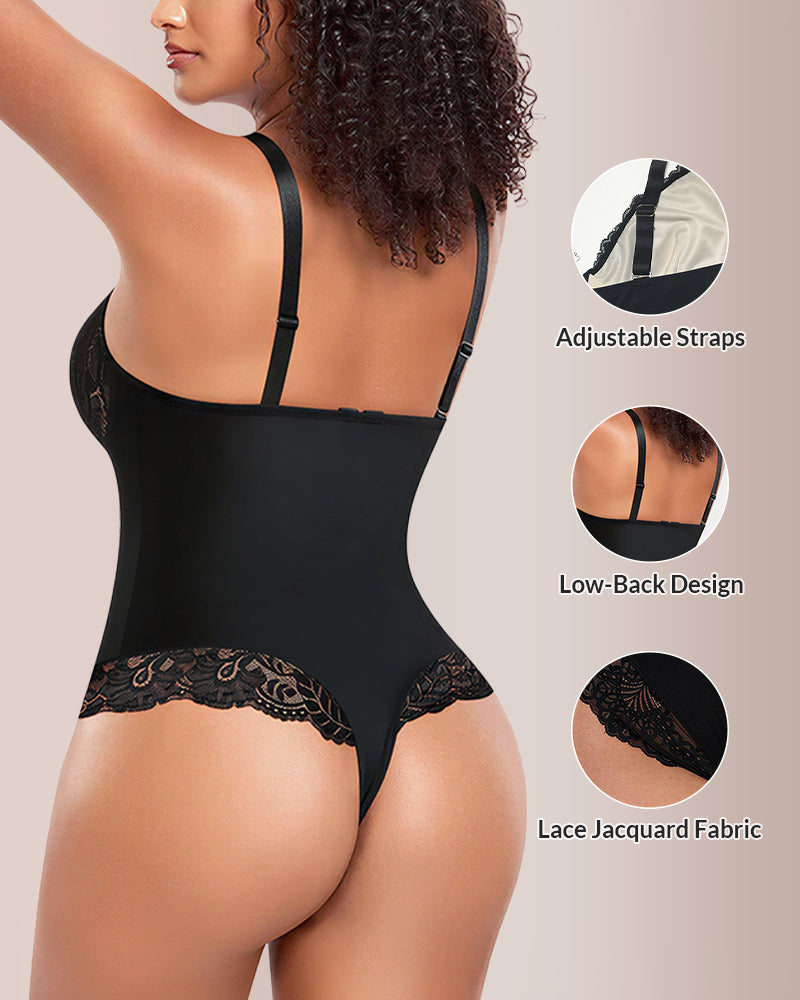 Curvvvy® V-neck Lace Shapewear Bodysuit