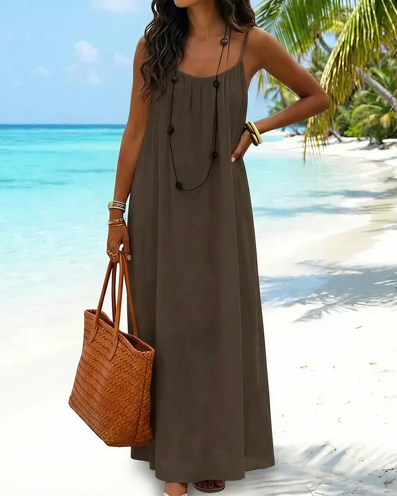 Curvvvy® CozyWear – Solid Color Backless Cami Dress