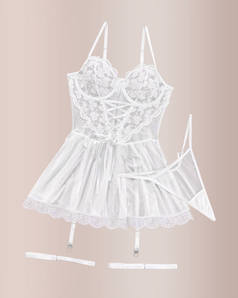 Lace Underwire Suspender Sheer Dresses Curvvvy-US