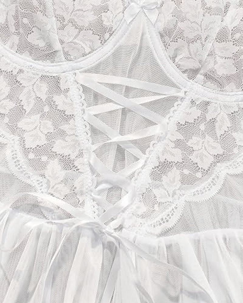 Lace Underwire Suspender Sheer Dresses Curvvvy-US