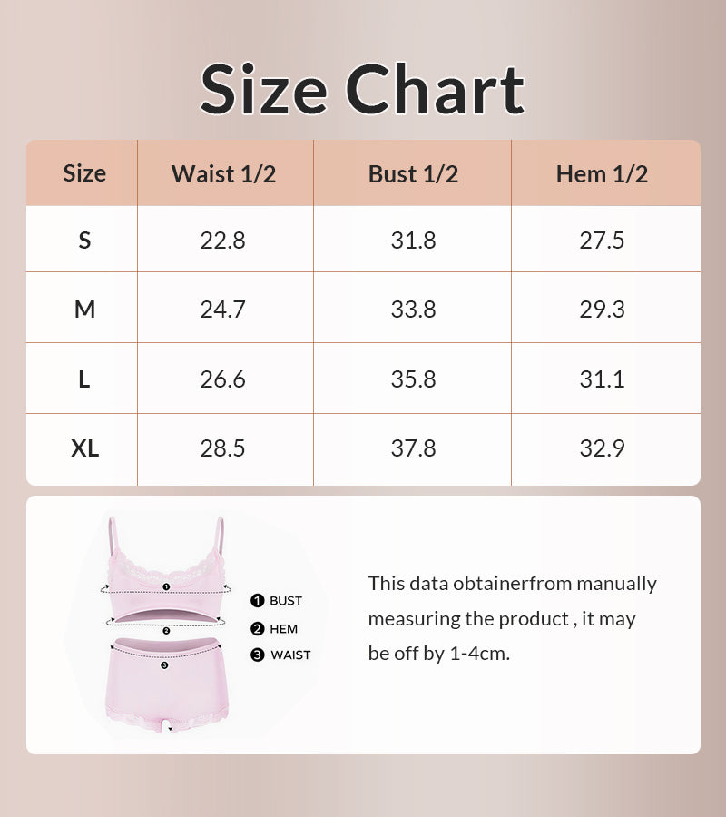 Curvvvy® Women's Lace Trim Wirefree Lightweight Underwear Set