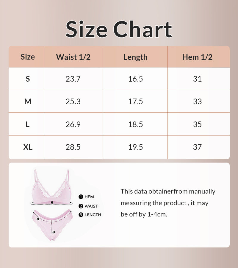 Curvvvy® Women's Lace Trim Wirefree Lightweight Underwear Set