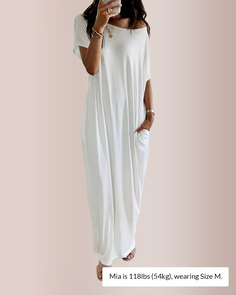 Curvvvy® Solid Batwing Sleeve Lounge Dress