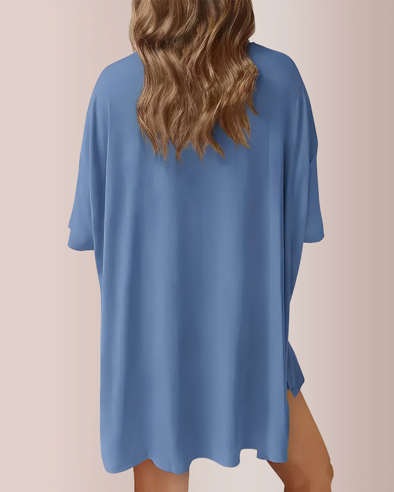 Curvvvy® Oversized Tee & Biker Shorts Lounge Set