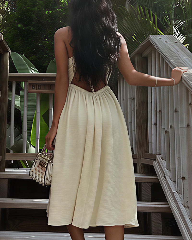 Curvvvy® Tropical Breeze Open Back Slit Dress