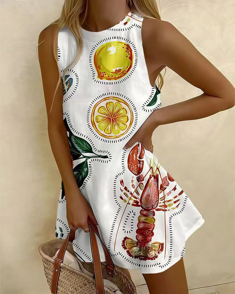 Curvvvy® Summer Printed Sleeveless Beach Dress